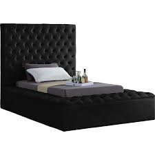 Solid Wood Tufted Velvet Twin Bed