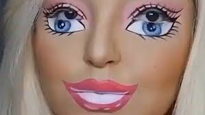 barbie doll using makeup