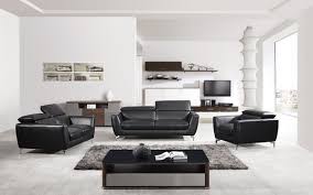 modern 3pcs black italian leather sofa