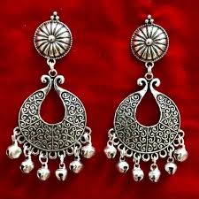 silver oxidised earrings imitation