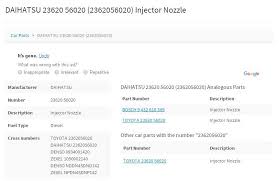 Injector And Nozzle Cross Reference Chart B Series