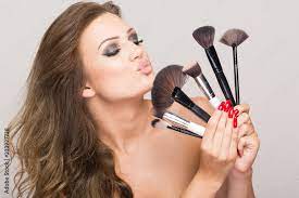 closeup of beautiful makeup lover and