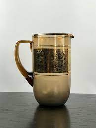 Antique Glass Pitcher With Gold Leaf