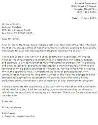 Networking Cover Letter Samples Sample Career Office Referral Cover Letters