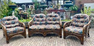 Vintage Bamboo Sofa And Chairs Set Of