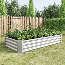 Zeus Ruta 6 Ft X 3 Ft X 1 Ft Sliver Metal Raised Garden Bed Rectangular Raised Planter For Growing Flowers Vegetables Herbs