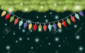 Garlands With Christmas Lights Hanging Vector Illustration Design