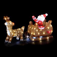 Acrylic Reindeer Santa Sleigh