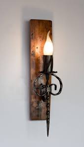 Rustic Wall Lamp Wood And Wrought Iron
