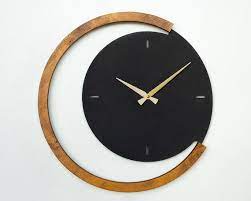 Moon Time Metal Wood Wall Clock