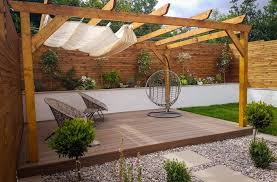 Wooden Pergola Seating Area With Roof