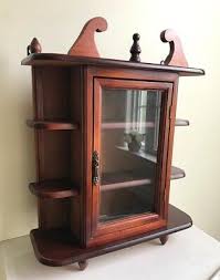 Vintage Curio Cabinet Wood Shelves