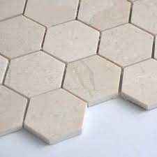 hexagon beige marble stone mosaic tile