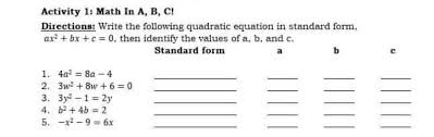 Write The Following Quadratic Equation