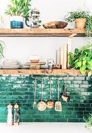 Check out this awesome emerald green tile backsplash for some kitchen upgrade inspiration. Boho Kitchen Reveal The Whole Enchilada Justina Blakeney