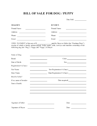 Free Dog Or Puppy Bill Of Sale Form Pdf Docx
