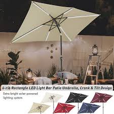 10x6 5ft Solar Powered Patio Umbrella