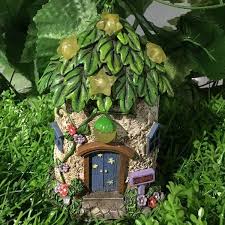 fairy garden house with leaf roof