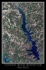 The Toledo Bend Lake Texas Louisiana Satellite Poster Map