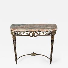 French Wrought Iron And Marble Console