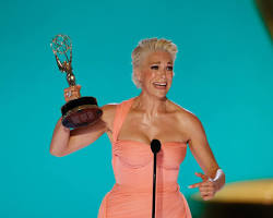 Image of Hannah Waddingham accepting her Emmy Award