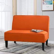 Yongqiang Small Loveseat Mini Sofa Couch Accent Upholstered Bench With Back Living Room Bedroom Office Armless Love Seat Settee