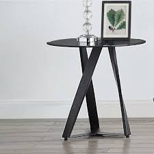 Gray Round Glass End Table