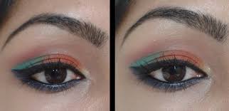 eye makeup tutorial orange and blue