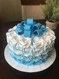 Blue &goldtouch anniversary cake design: Blue And White Cake Fondant Cakes Birthday White Birthday Cakes Blue Birthday Cakes