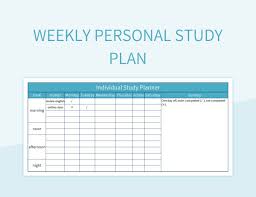 personal study plan excel template