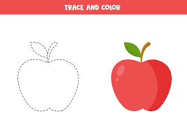 color cartoon red apple worksheet