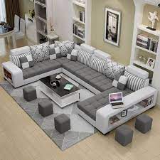 grey foam u shaped designer sofa set