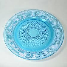 Blue Glass Dinner Plates Set