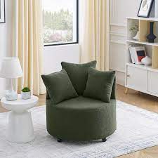 green velvet upholstered accent swivel