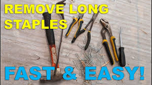 remove large hardwood flooring staples