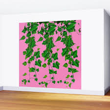 vines on pink wall mural