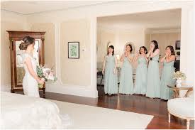 first look with bridesmaids getting