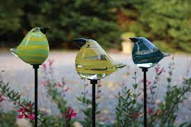 Glass Bird Garden Stakes