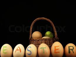 The Word Easter Written On Eggs On Stock Image