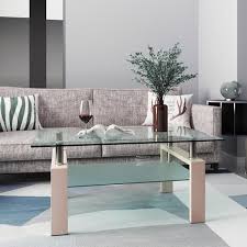 39 37 In Retangular Oak Glass Coffee Table Modern Side Center Tables For Living Room Brown