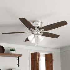 Hunter Fan 52 Builder Low Profile 5 Blade Flush Mount Ceiling Fan With Pull Chain And Light Kit Included Reviews Wayfair