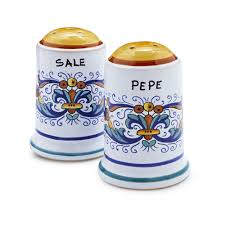 Pass me the salt and sometimes the cupboard door opens, they see salt and pepper on the table. Nova Deruta Salt And Pepper Shaker Set Sur La Table