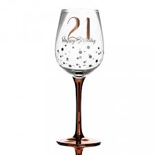 Rose Gold Number 21 Happy Birthday Wine