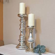 Mercury Glass Pillar Candle Holders