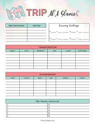 free printable travel planner tips for