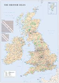 Gb Map With Road Distance Chart 25 99 Cosmographics Ltd