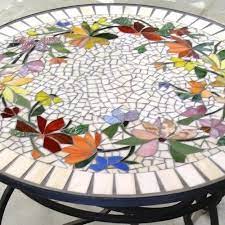 Vibrant Flower Mosaic Table Top Indoor