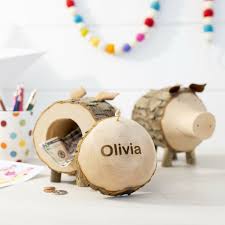 personalized wooden piggy bank