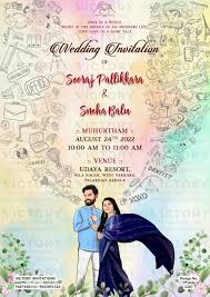 kerala wedding caricature invitation