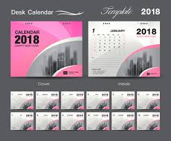 Desk Calendar 2018 Template Design With Pink Cover Vector 01 Free